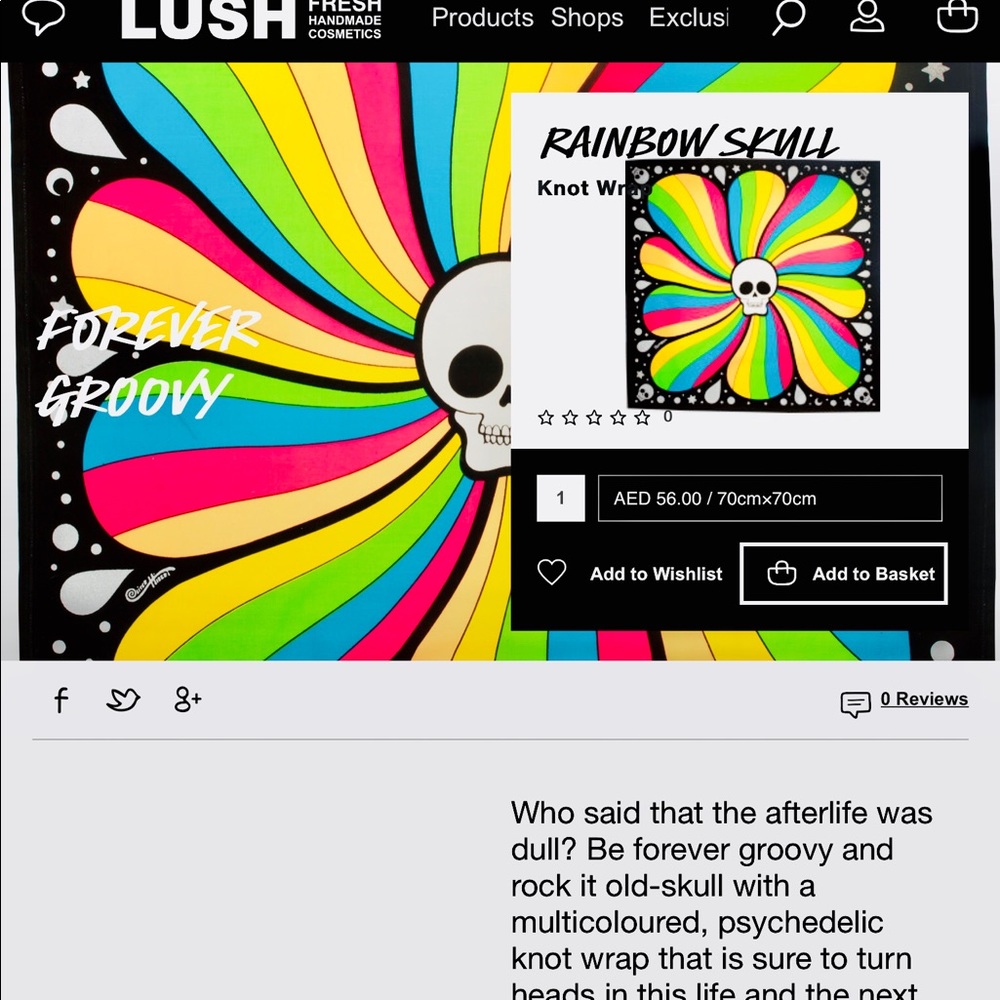 LUSH Rainbow Skulls Knot Wrap 70 X 70